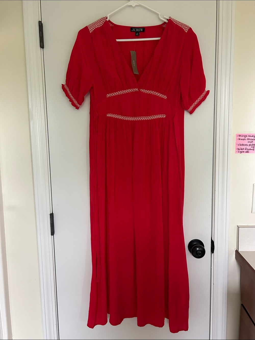 J. Crew Red Maxi Dress with Contrast Trim